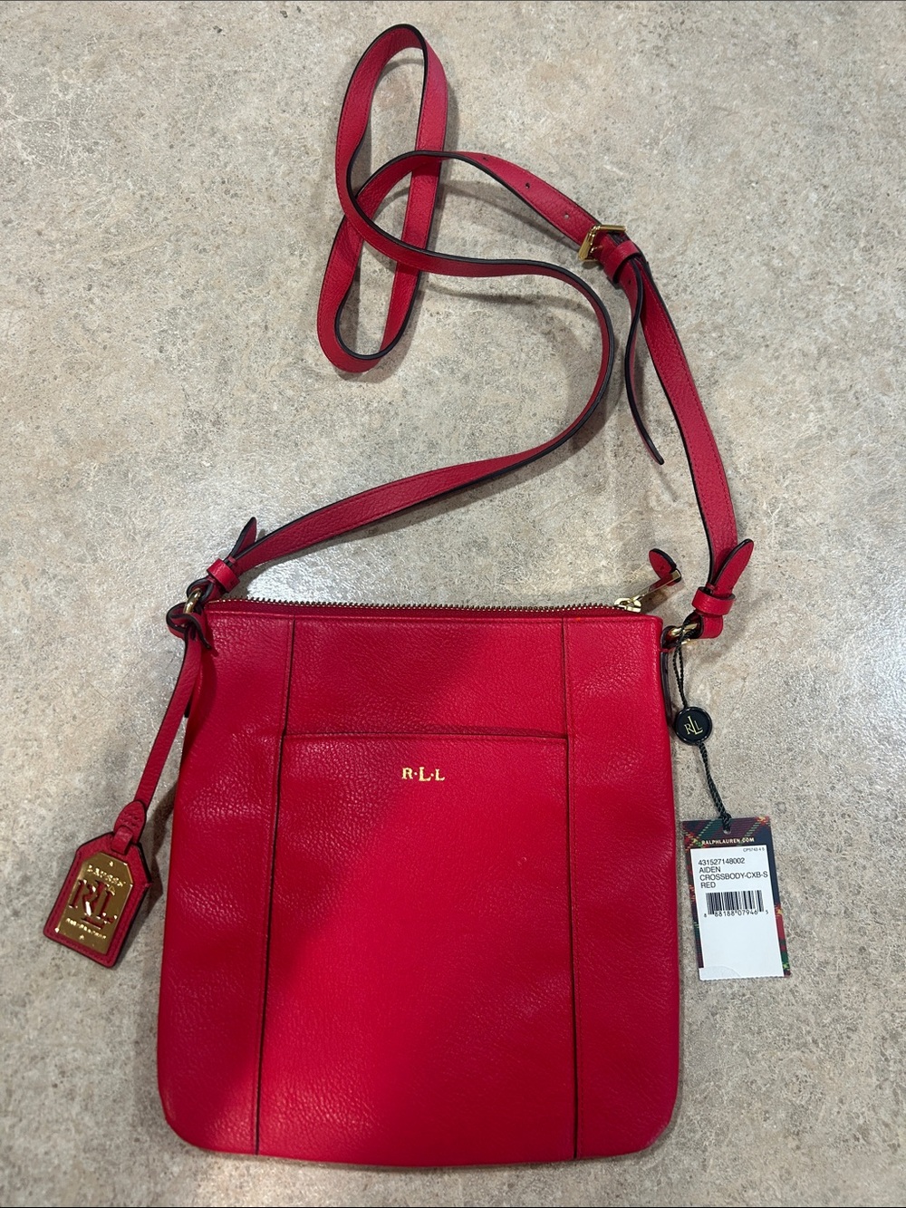 Ralph Lauren Aiden Red Crossbody with Gold Accents NWT